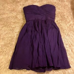 J. Crew Eggplant strapless silk dress